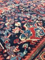 9'10 x 13'6 Midnight Blue Antique Mahal - Blue Parakeet Rugs