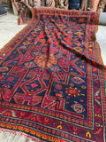 7'5 x 12'7 Vintage Flat Weave Soumak #2676 - Blue Parakeet Rugs