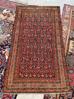 3'6 x 6'4 Late 19th Century tribal Malayer rug #1957ML/ 4x6 Vintage Rug - Blue Parakeet Rugs