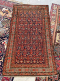 3'6 x 6'4 Late 19th Century tribal Malayer rug #1957ML/ 4x6 Vintage Rug - Blue Parakeet Rugs