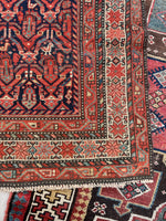 3'6 x 6'4 Late 19th Century tribal Malayer rug #1957ML/ 4x6 Vintage Rug - Blue Parakeet Rugs