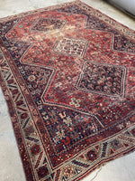 7’ x 9’6 Antique Persian Shiraz rug #2778 - Blue Parakeet Rugs