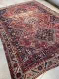 7’ x 9’6 Antique Persian Shiraz rug #2778 - Blue Parakeet Rugs