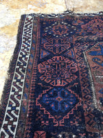 2'3 x 2'9 Antique Baluch Rug mat / Small  Rug (#647) - Blue Parakeet Rugs