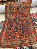 3'6 x 6'4 Late 19th Century tribal Malayer rug #1957ML/ 4x6 Vintage Rug - Blue Parakeet Rugs