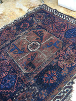 2'3 x 2'9 Antique Baluch Rug mat / Small  Rug (#647) - Blue Parakeet Rugs