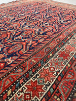 3'6 x 6'4 Late 19th Century tribal Malayer rug #1957ML/ 4x6 Vintage Rug - Blue Parakeet Rugs