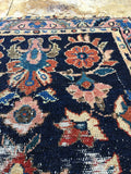 2' x 2'9 love worn Persian Lilihan rug mat / small antique rug - Blue Parakeet Rugs