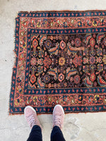 3'2 x 14'2 Worn Antique Persian runner #2267 / 3x14 Vintage Runner - Blue Parakeet Rugs