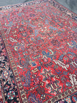 8'2 x 11'5 Vintage Persian Heriz Rug - Blue Parakeet Rugs