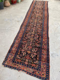 3'2 x 14'2 Worn Antique Persian runner #2267 / 3x14 Vintage Runner - Blue Parakeet Rugs