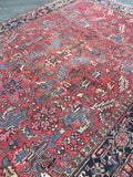 8'2 x 11'5 Vintage Persian Heriz Rug - Blue Parakeet Rugs