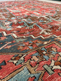 8'7 x 10' Square tribal Serapi rug #2109 / 9x10 Vintage Rug - Blue Parakeet Rugs