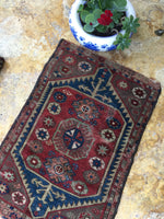 2 x 2'10 Antique Turkish Rug Mat / scatter rug - Blue Parakeet Rugs