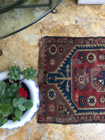 2 x 2'10 Antique Turkish Rug Mat / scatter rug - Blue Parakeet Rugs
