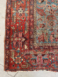 8'4 x 11'6 Antique Persian Heriz Serapi on French blue ground #2457 / 9x12 Heriz Serapi - Blue Parakeet Rugs