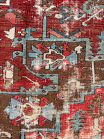 8'7 x 10' Square tribal Serapi rug #2109 / 9x10 Vintage Rug - Blue Parakeet Rugs