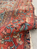 8'4 x 11'6 Antique Persian Heriz Serapi on French blue ground #2457 / 9x12 Heriz Serapi - Blue Parakeet Rugs