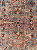 8'4 x 11'6 Antique Persian Heriz Serapi on French blue ground #2457 / 9x12 Heriz Serapi - Blue Parakeet Rugs