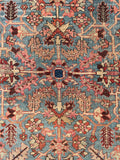 8'4 x 11'6 Antique Persian Heriz Serapi on French blue ground #2457 / 9x12 Heriz Serapi - Blue Parakeet Rugs