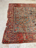 8'4 x 11'6 Antique Persian Heriz Serapi on French blue ground #2457 / 9x12 Heriz Serapi - Blue Parakeet Rugs