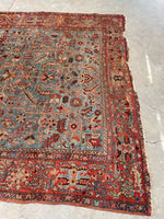 8'4 x 11'6 Antique Persian Heriz Serapi on French blue ground #2457 / 9x12 Heriz Serapi - Blue Parakeet Rugs