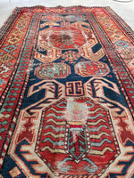 3'7 x 9' Antique Lenkoran Caucasian runner #1260 / 4x9 Vintage Runner - Blue Parakeet Rugs