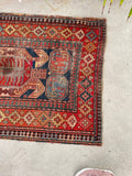 3'7 x 9' Antique Lenkoran Caucasian runner #1260 / 4x9 Vintage Runner - Blue Parakeet Rugs