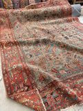 8'4 x 11'6 Antique Persian Heriz Serapi on French blue ground #2457 / 9x12 Heriz Serapi - Blue Parakeet Rugs