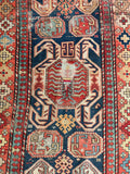 3'7 x 9' Antique Lenkoran Caucasian runner #1260 / 4x9 Vintage Runner - Blue Parakeet Rugs