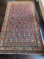 3'6 x 6'4 Late 19th Century tribal Malayer rug #1957ML/ 4x6 Vintage Rug - Blue Parakeet Rugs