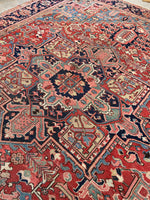 10' x 12'7 Antique Persian Heriz with French blue rug #2459 / 10x13 Persian Heriz - Blue Parakeet Rugs
