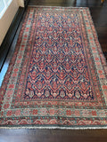 3'6 x 6'4 Late 19th Century tribal Malayer rug #1957ML/ 4x6 Vintage Rug - Blue Parakeet Rugs