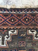 3'4 x 6'2 Antique Baluch Rug / tribal rug - Blue Parakeet Rugs