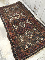 3'4 x 6'2 Antique Baluch Rug / tribal rug - Blue Parakeet Rugs
