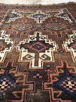 3'4 x 6'2 Antique Baluch Rug / tribal rug - Blue Parakeet Rugs