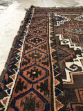 3'4 x 6'2 Antique Baluch Rug / tribal rug - Blue Parakeet Rugs
