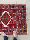 3'2 x 10'11 Vintage Persian Karajeh / Gharajeh runner #2268 / 3x11 Vintage Runner - Blue Parakeet Rugs