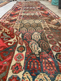 3'2 x 11'6 19th Century Distressed Caucasian runner #519JL / 3x12 Vintage Runner - Blue Parakeet Rugs