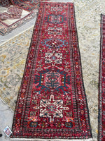 2'7 x 8'8 Antique Gharajeh Heriz Runner #1915 / 3x9 Vintage Runner - Blue Parakeet Rugs