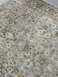 7'10 x 10'4 Antique Ivory ground Mahal rug #1959ML / 8x10 Vintage Rug - Blue Parakeet Rugs