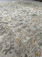 7'10 x 10'4 Antique Ivory ground Mahal rug #1959ML / 8x10 Vintage Rug - Blue Parakeet Rugs