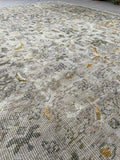 7'10 x 10'4 Antique Ivory ground Mahal rug #1959ML / 8x10 Vintage Rug - Blue Parakeet Rugs