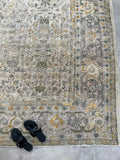 7'10 x 10'4 Antique Ivory ground Mahal rug #1959ML / 8x10 Vintage Rug - Blue Parakeet Rugs
