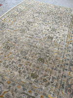 7'10 x 10'4 Antique Ivory ground Mahal rug #1959ML / 8x10 Vintage Rug - Blue Parakeet Rugs