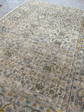 7'10 x 10'4 Antique Ivory ground Mahal rug #1959ML / 8x10 Vintage Rug - Blue Parakeet Rugs