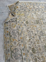 7'10 x 10'4 Antique Ivory ground Mahal rug #1959ML / 8x10 Vintage Rug - Blue Parakeet Rugs