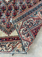 3'9 x 4'6 Antique Seraband camel hair rug #1960ML / 4x5 Vintage Rug - Blue Parakeet Rugs