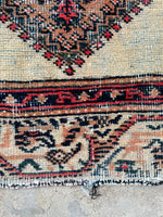 3'9 x 4'6 Antique Seraband camel hair rug #1960ML / 4x5 Vintage Rug - Blue Parakeet Rugs