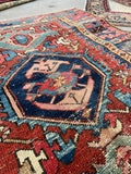 2'11 x 3'8 Antique Persian Heriz rug #1961ML / 3x4 Vintage Rug - Blue Parakeet Rugs